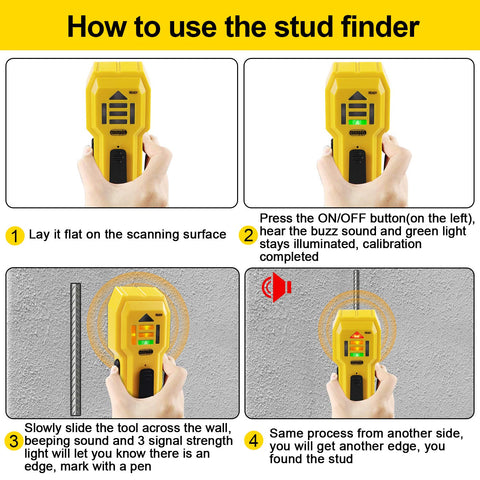 eOUTIL ST102 LED indicator and audible beep guide placement.