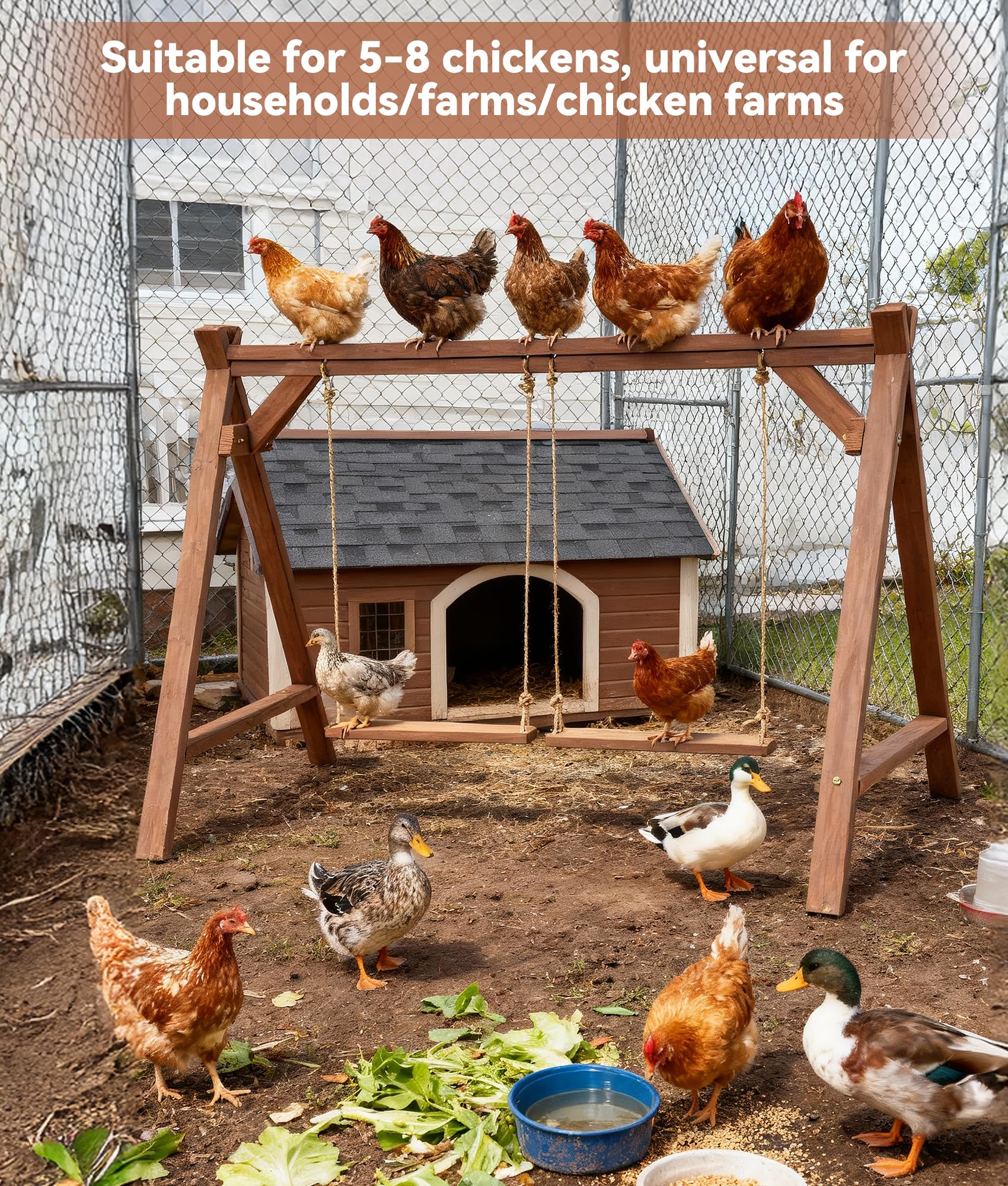EOWOAN wooden roosting bar for the chicken coop with smooth edges.