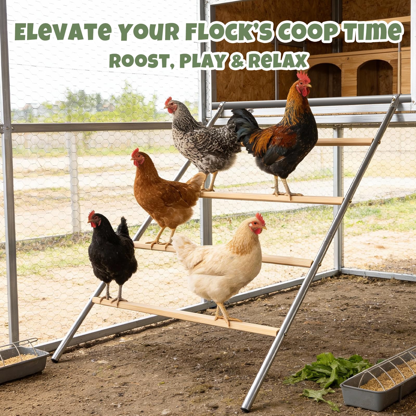 EOWOAN rust-proof metal framework ensures long-lasting coop use