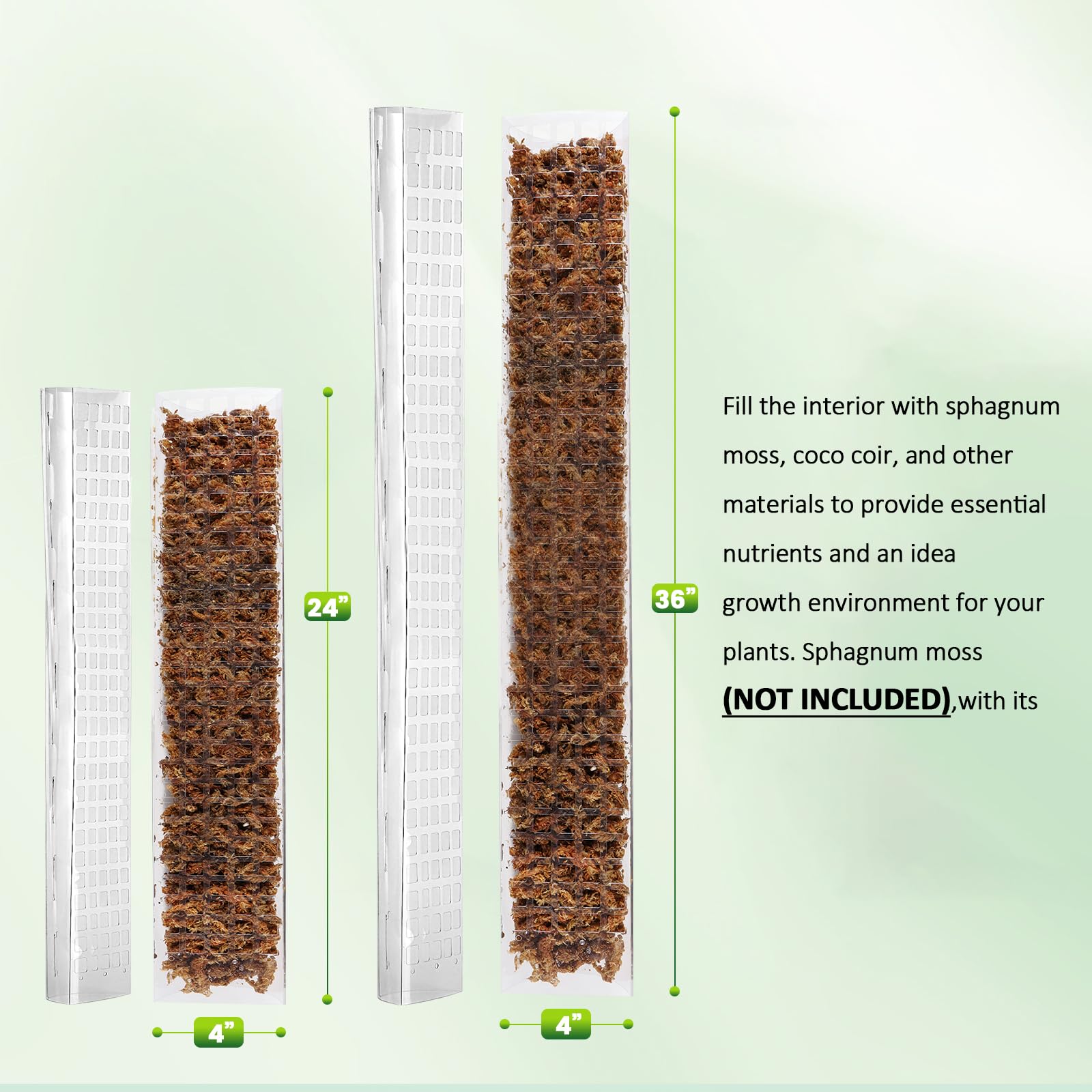 EOX 36in D-shaped moss pole helps taller climbers reach light.