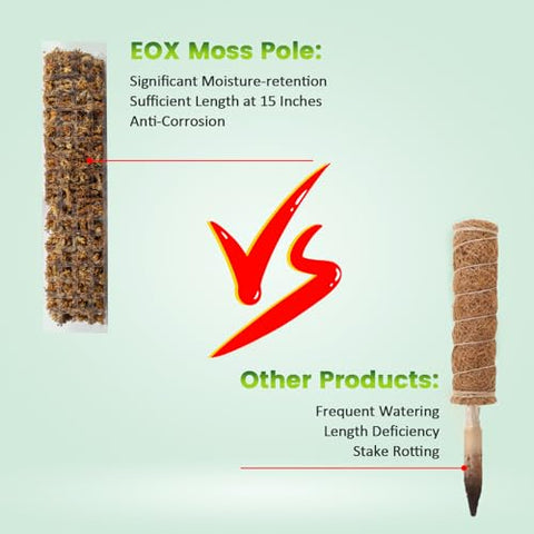 EOX moss pole with fold lines forming D shape for easy setup