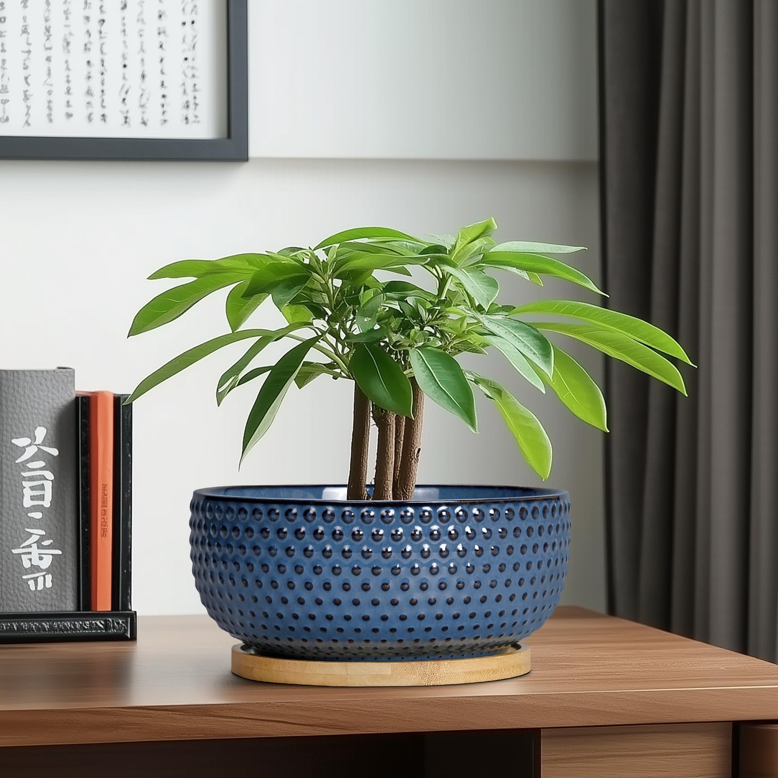 Blue EPFamily planter fits tabletops and balconies for indoor gardening.