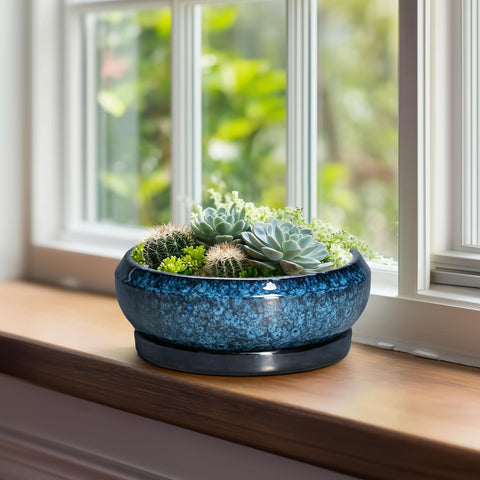 Durable ceramic material resists cracks and fading for long-term indoor and outdoor use.