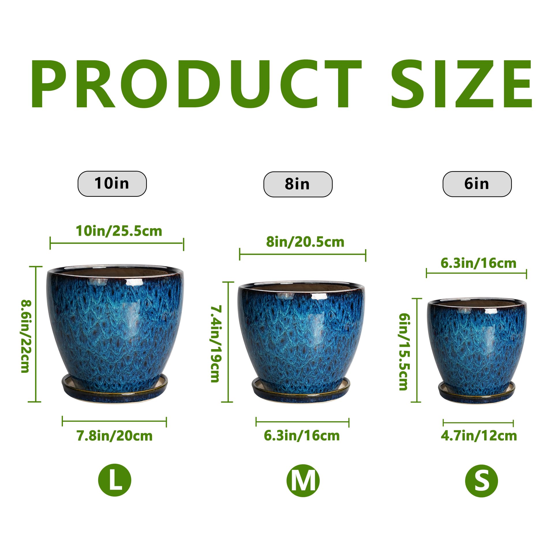 EPFamily 6-inch blue ceramic planter, compact size for desks and shelves.