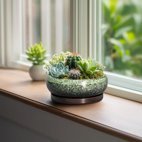 EPFamily pot with glazed ceramic finish adds long-lasting elegance to home decor.
