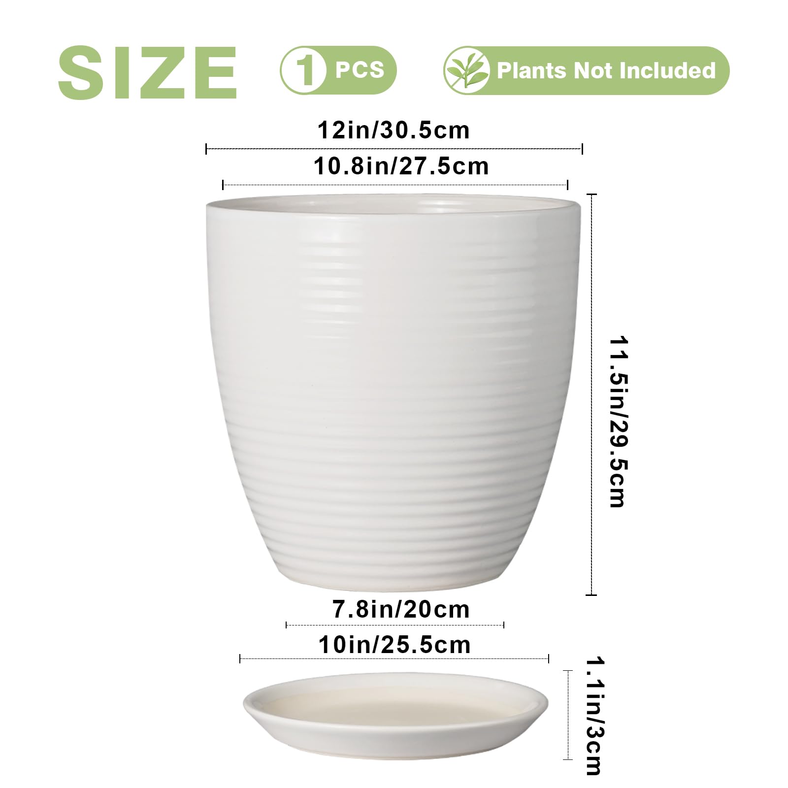 EPFamily white glazed planter with fluted coil design enhances modern decor