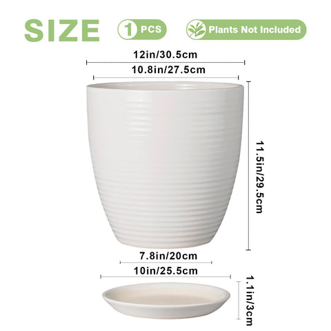 EPFamily white glazed planter with fluted coil design enhances modern decor