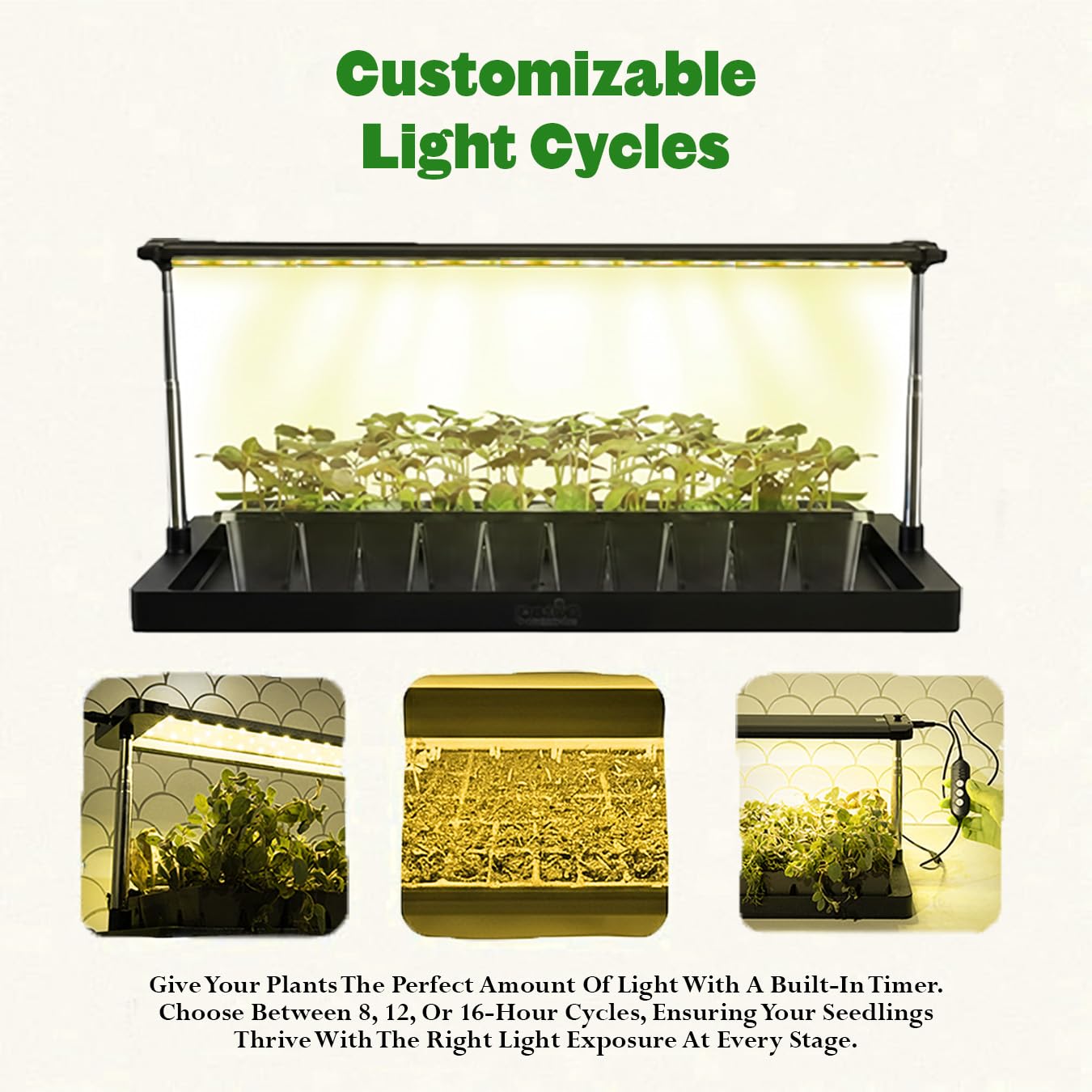 Epic Gardening grow light shows integrated tray keeping watering tidy and spill-free.