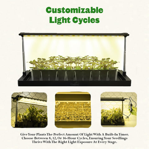 Epic Gardening grow light shows integrated tray keeping watering tidy and spill-free.