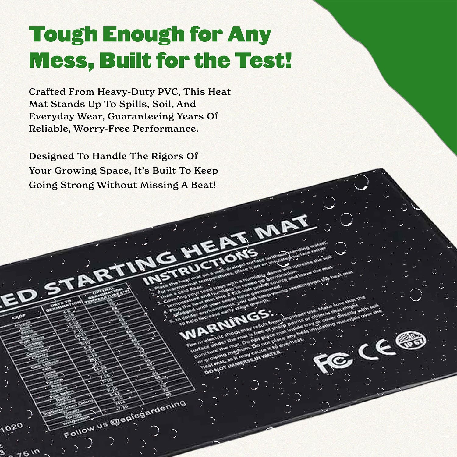 Epic Gardening Seedling Heat Mat 20W indoor garden setup enabling steady warmth for seedlings.