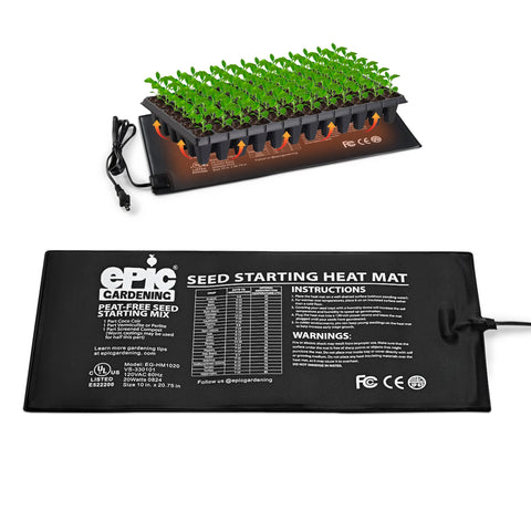 Epic Gardening Seedling Heat Mat 20W top view shows steady warmth for faster seed germination.