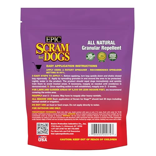 EPIC Repellents Dog Scram application area shows effective deterrence around yards