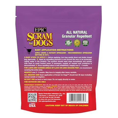 EPIC Repellents Dog Scram application area shows effective deterrence around yards