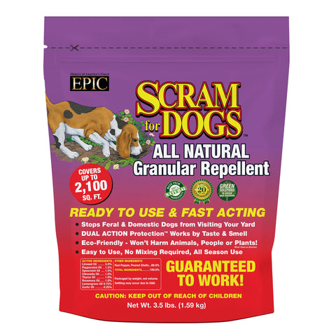 EPIC Repellents Dog Scram shaker bag repels dogs naturally around treated areas