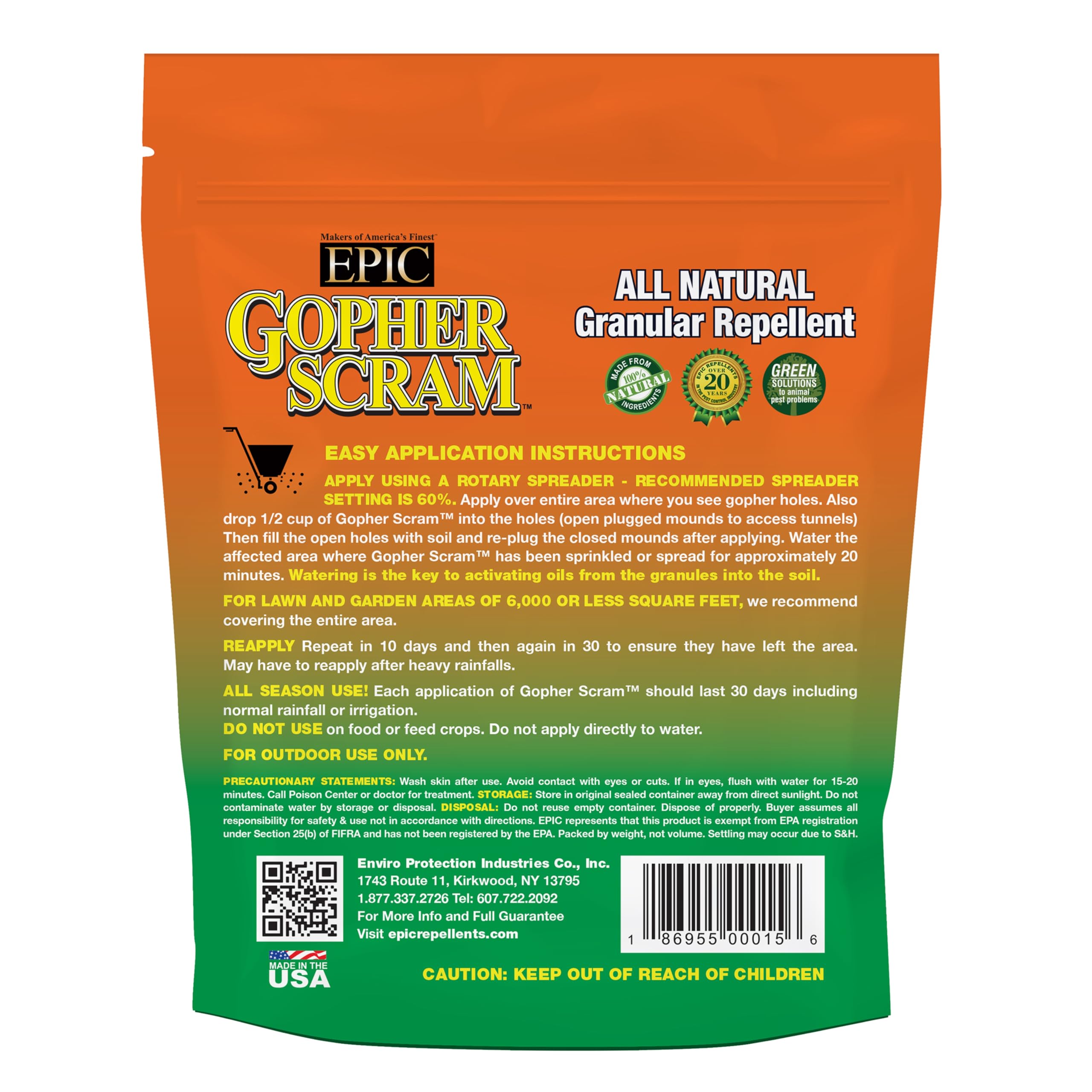 EPIC Repellents Gopher Scram granules guard lawns and gardens with safe, long-lasting protection.