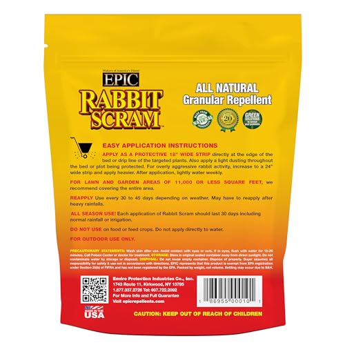 Rabbit Scram granules applied along an 18-inch protective strip around beds