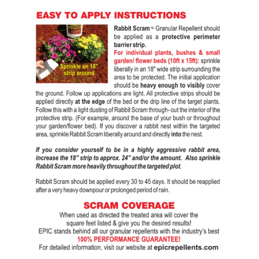 Rabbit Scram remains effective in rain to protect garden zones