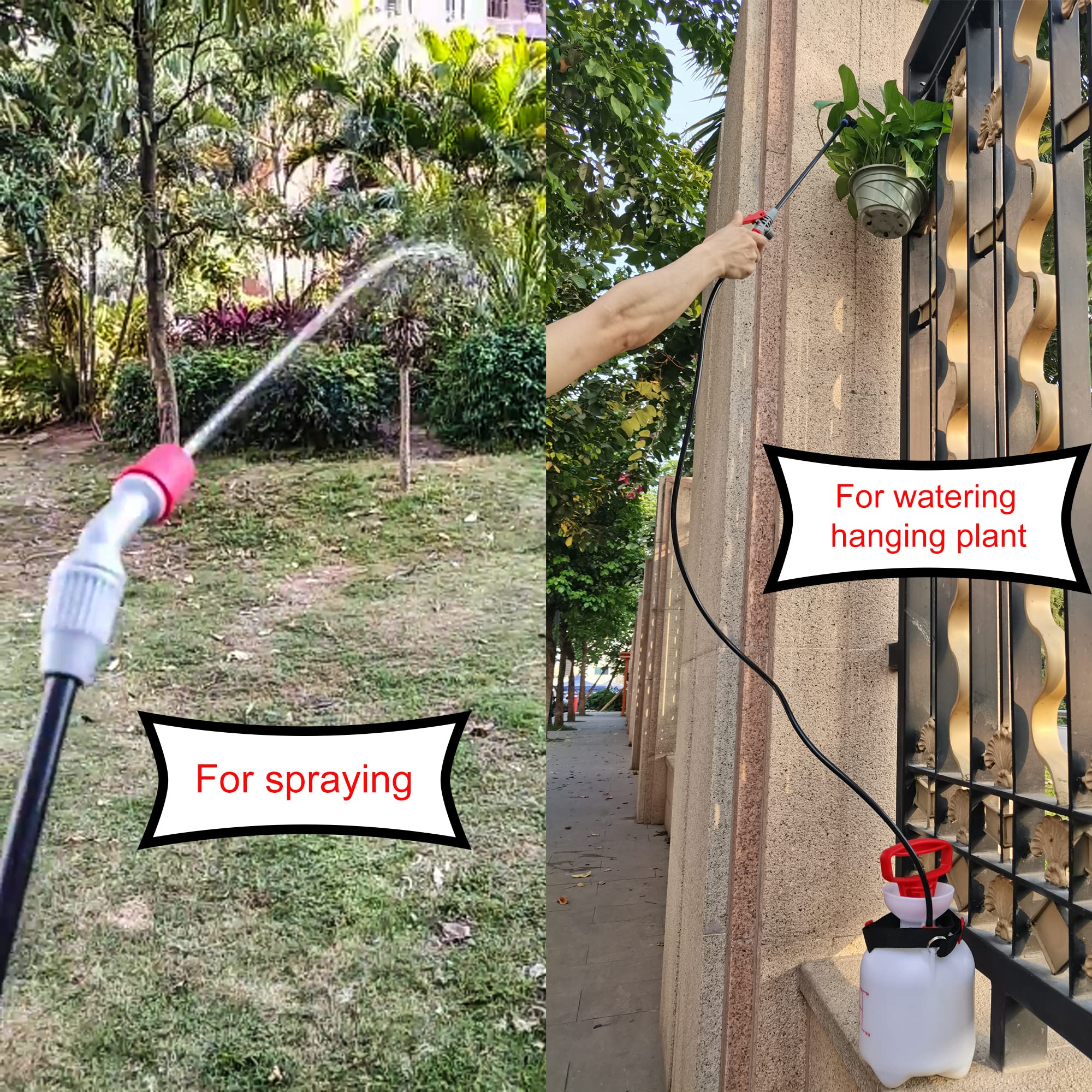 epizdiz watering can device focused on a hanging basket with easy reach
