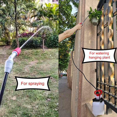 epizdiz watering can device focused on a hanging basket with easy reach