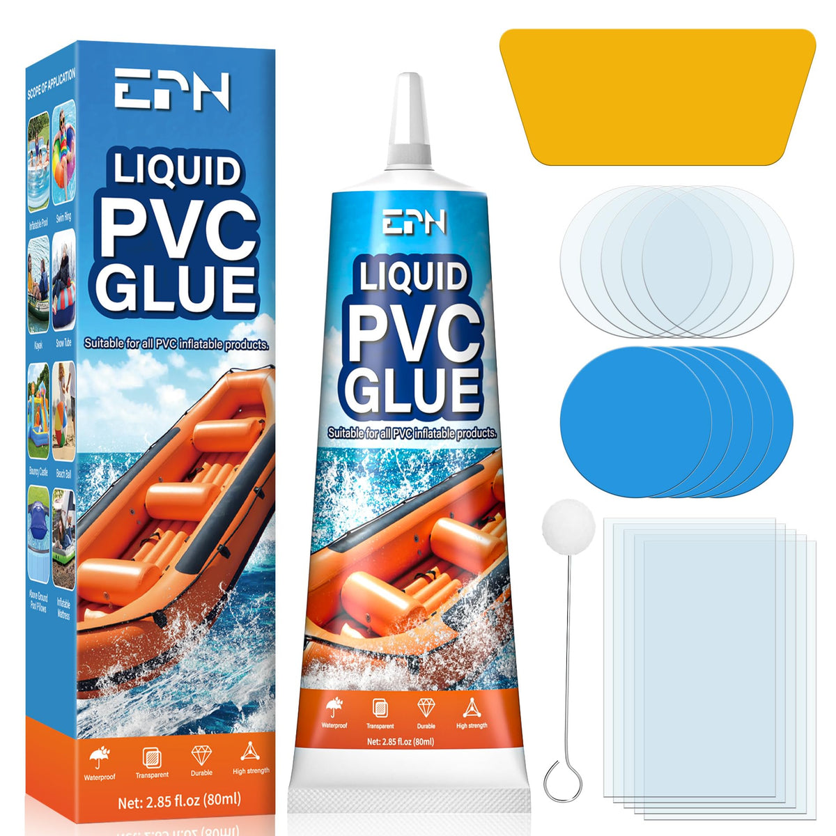 EPN Air Mattress Patch Kit patch close-up, durable waterproof seal for inflatable repairs
