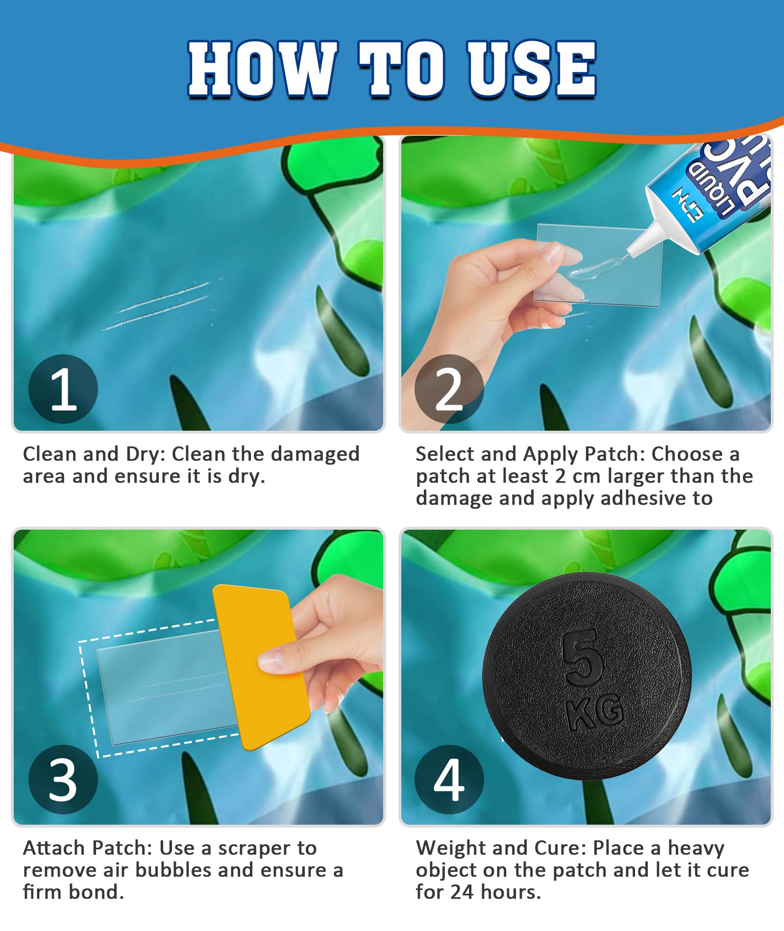 EPN adhesive-backed patches keep airtight, flexible repairs for inflatables