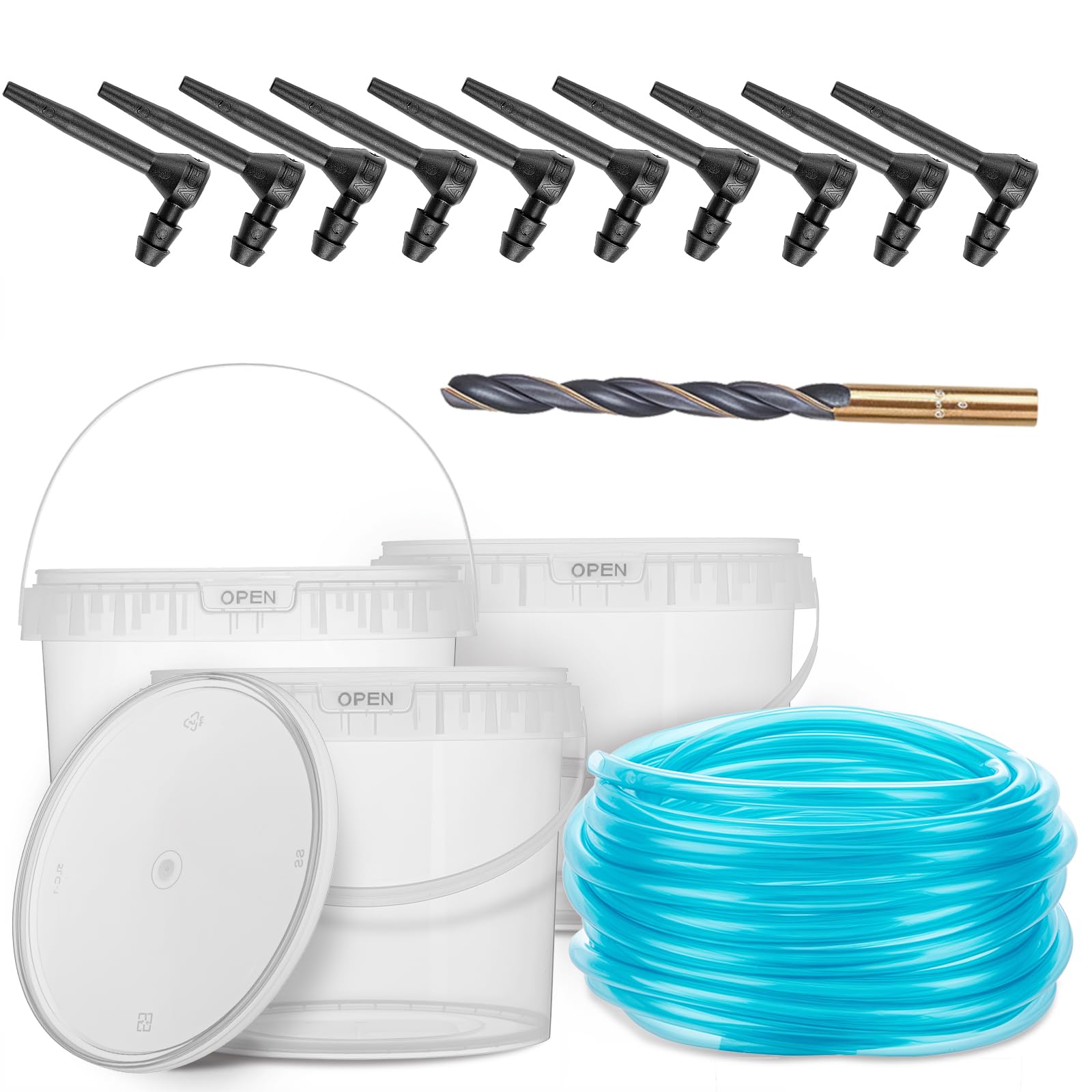Epoacht maple syrup tapping kit with five clear buckets for easy sap monitoring