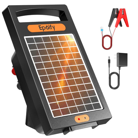 Epoify 24H solar fence charger front view, portable energizer for remote farms.