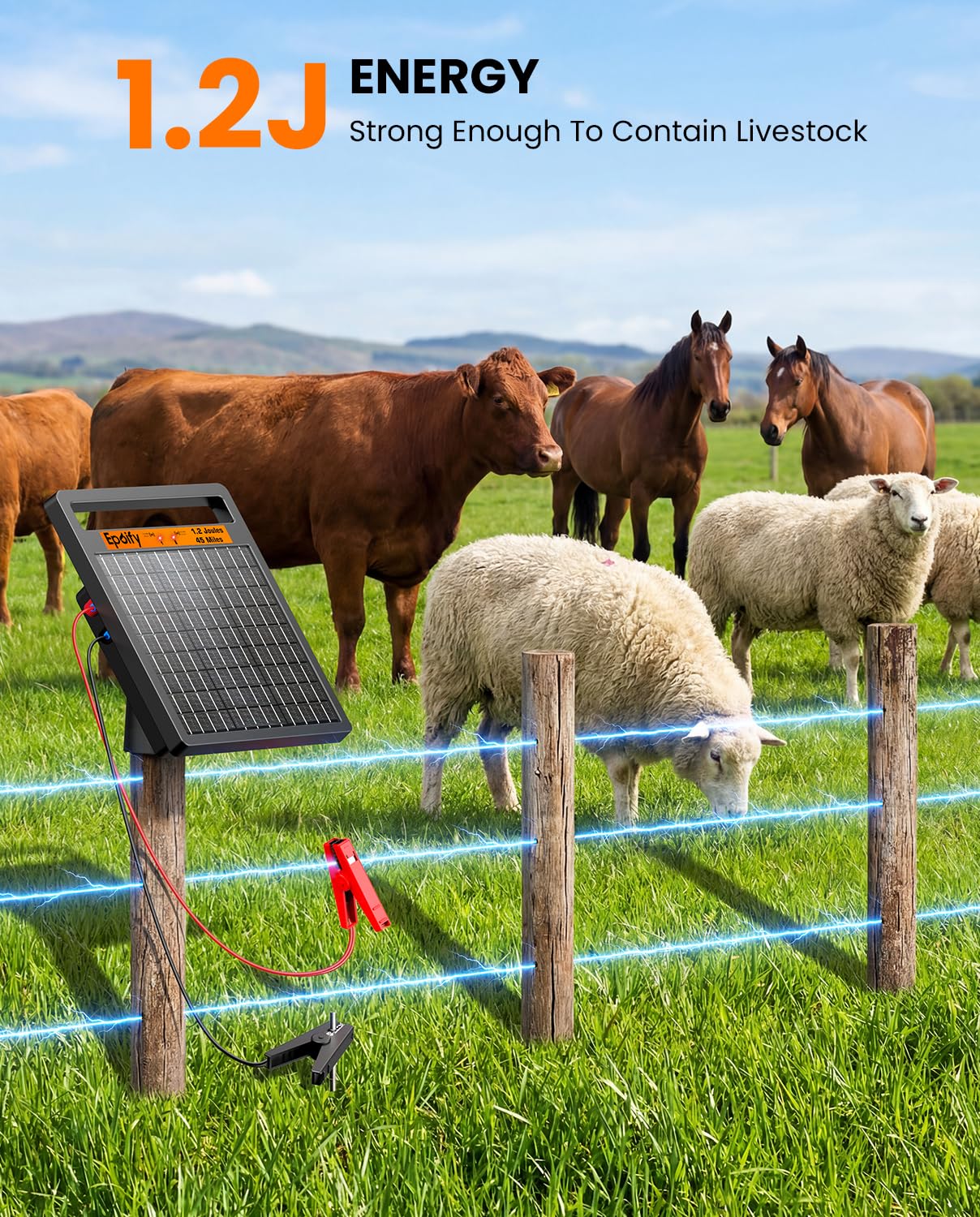 Epoify solar panel 8W powering reliable fence performance.