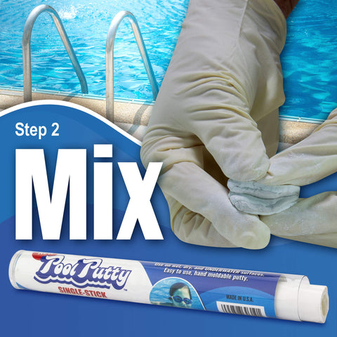 Repairing concrete cracks with Epoxybond Pool Putty for durable results.