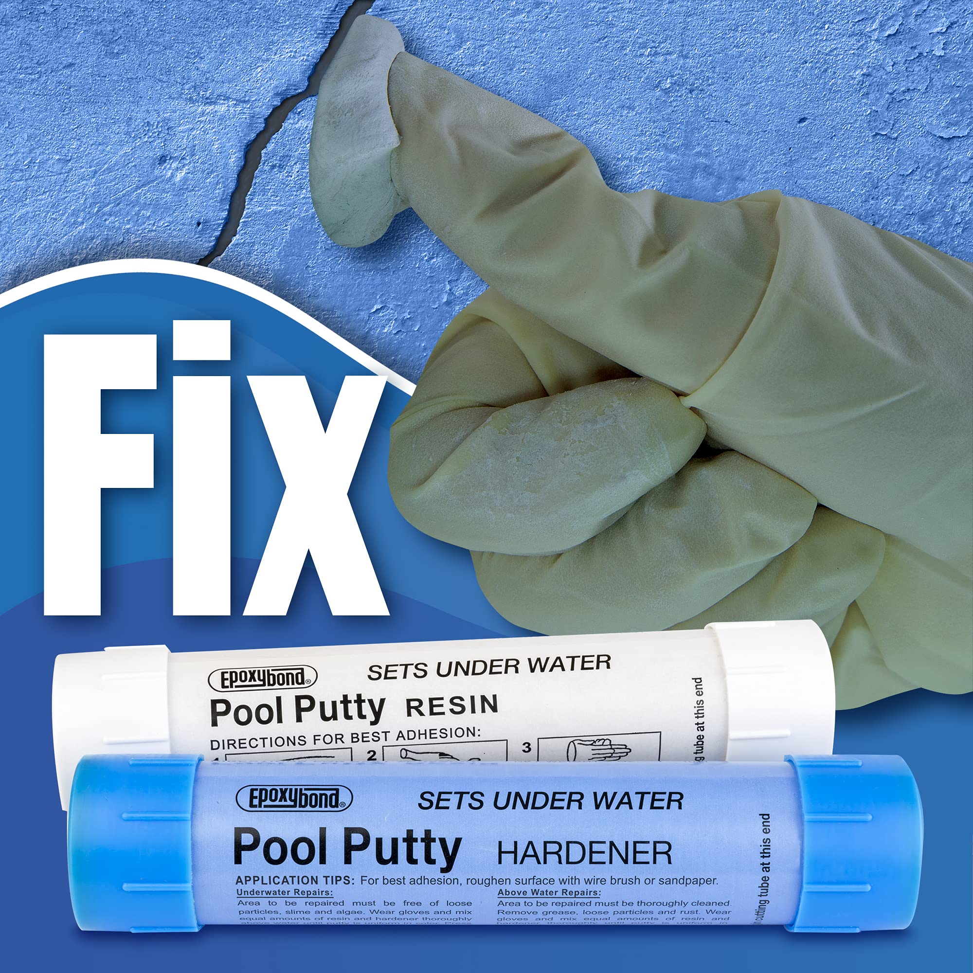 Epoxybond Pool Putty works on multiple surfaces for versatile pool repairs.