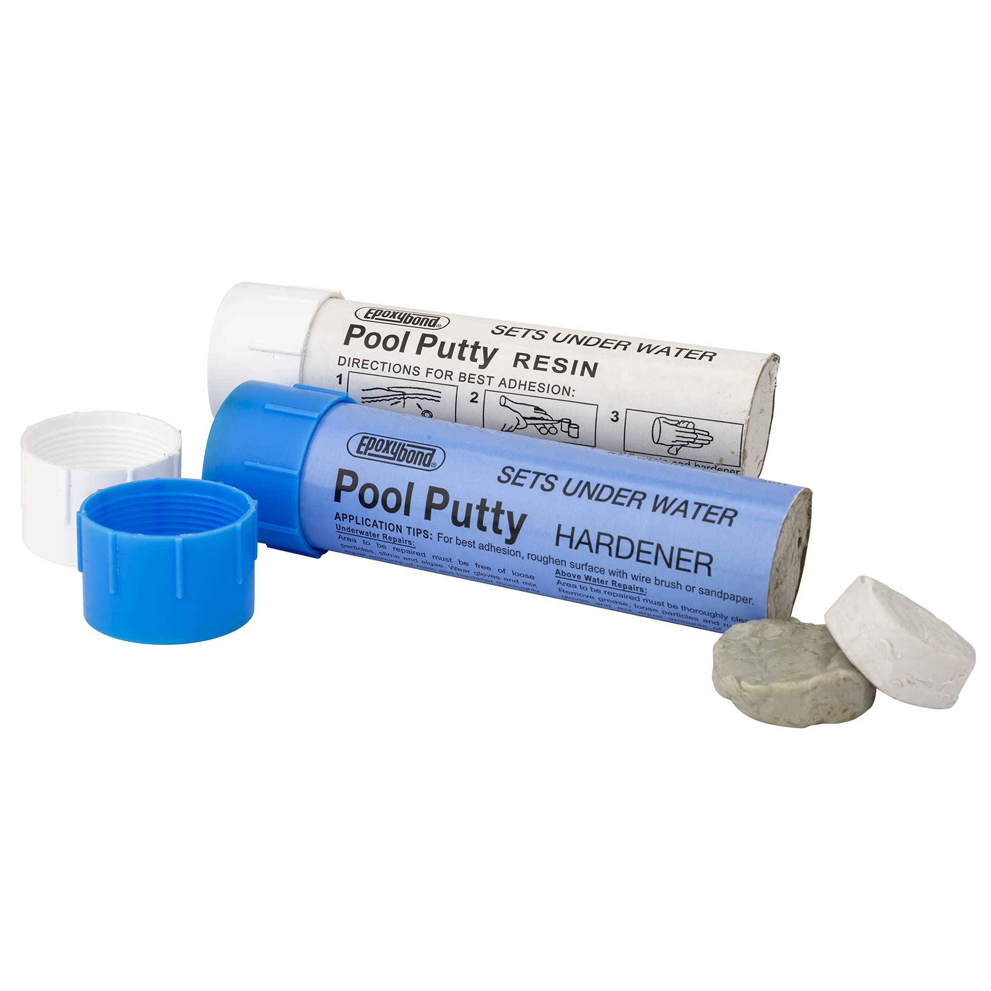 Epoxybond Pool Putty restores chipped tiles for a smoother pool finish above water.