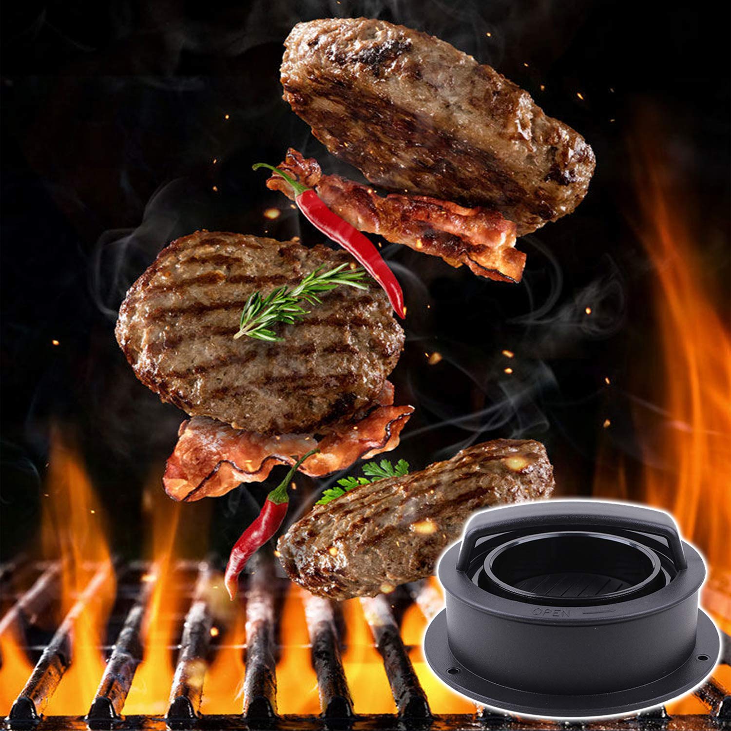 EPPARN 3-in-1 design combines three patty-making functions in one tool.