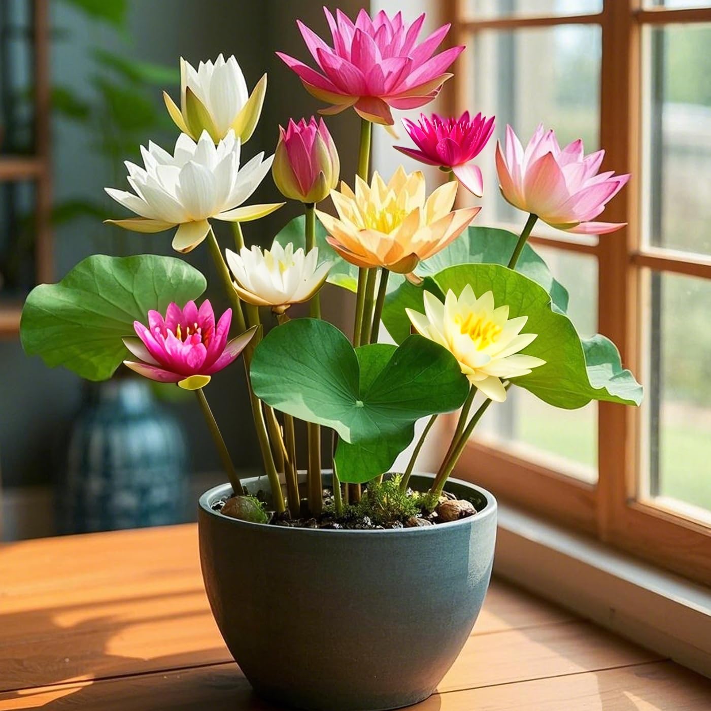 EquSym lotus seeds 100-pack with 10 varieties for vibrant water garden displays.