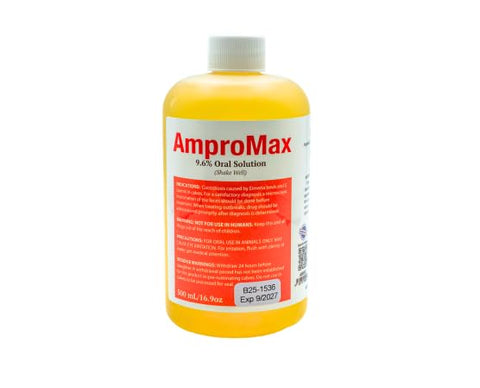 Equine Prime Ampromax bottle pour for cattle dosing and easy administration.
