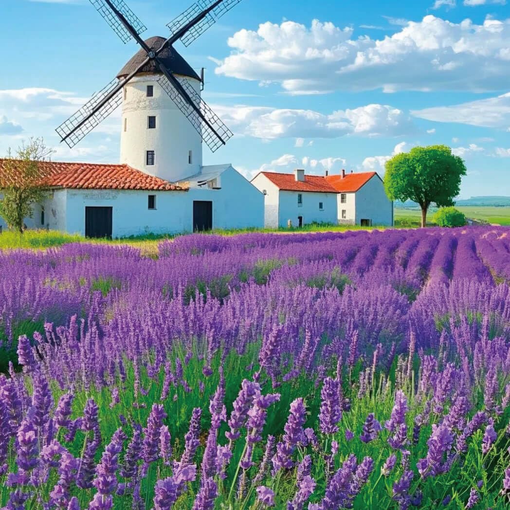 EquSym lavender blooms in rich purple near garden foliage