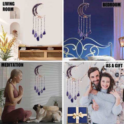 Eraparole Moon Wind Chimes with Amethyst Tree premium craftsmanship and agate slices