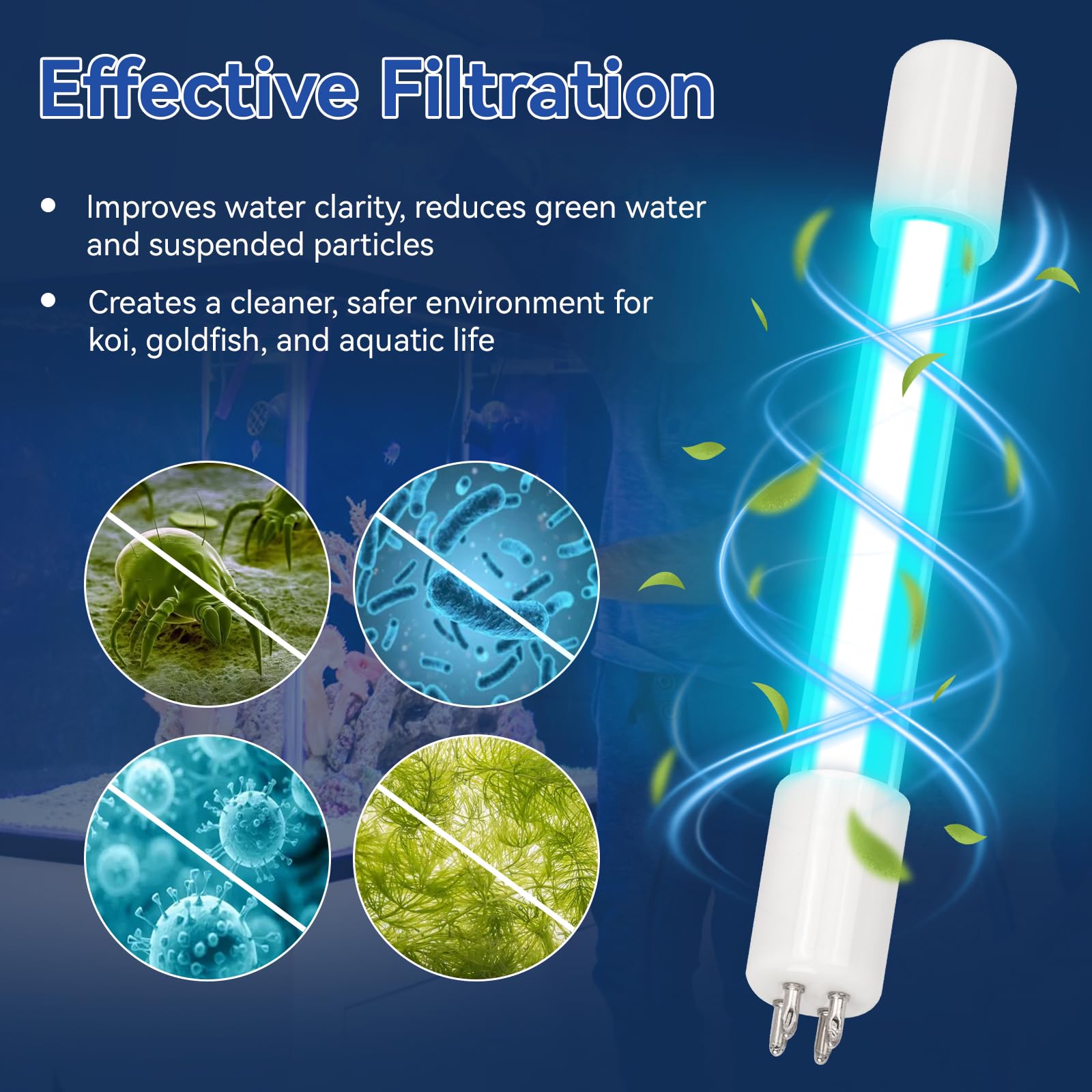 ERETOW 5W UV bulb quartz glass detail with high UV-C transmission.