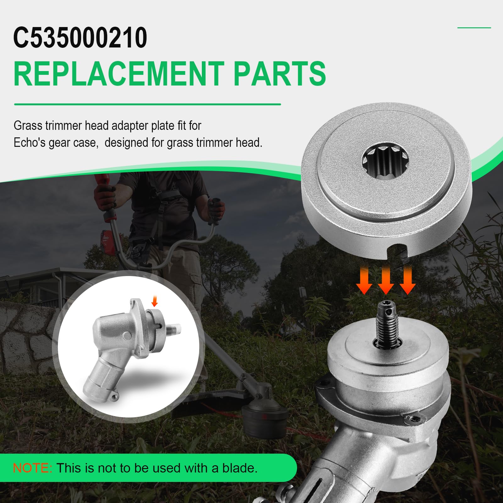 ERETOW upper adapter plate provides precise fit for Echo blade kit on SRM trimmers.