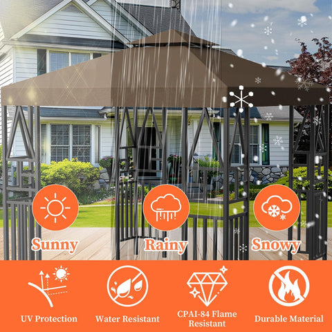 ERFEI Gazebo Canopy replacement with double-tier top improves airflow and shade
