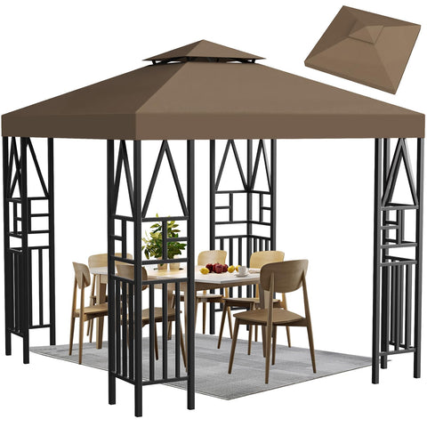 ERFEI Gazebo Canopy replacement front view shows ample shade for outdoor gatherings