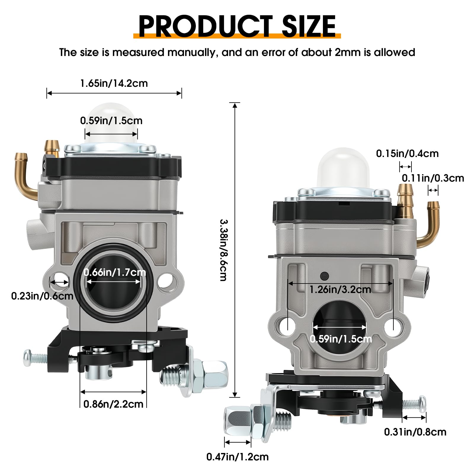 E-RFSEY carburetor kit with primer bulbs, improving starting reliability and fuel delivery.