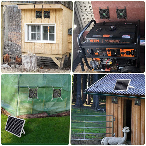 erifyng solar dual 5in fan in greenhouse provides fresh air circulation