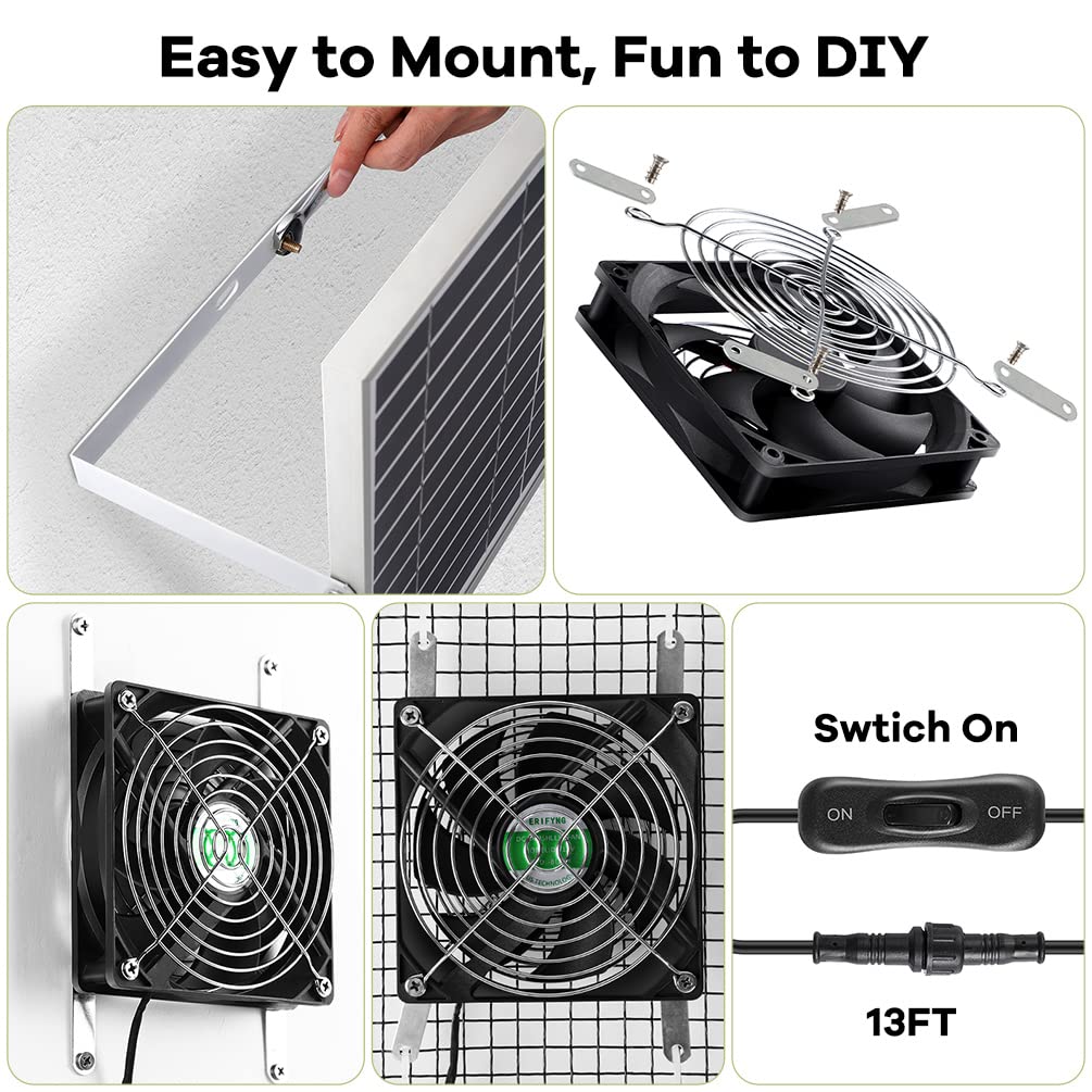 erifyng solar dual 5in fan on-off switch cord allows manual control