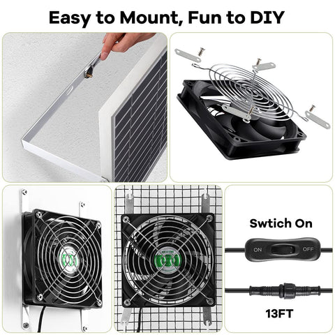 erifyng solar dual 5in fan on-off switch cord allows manual control