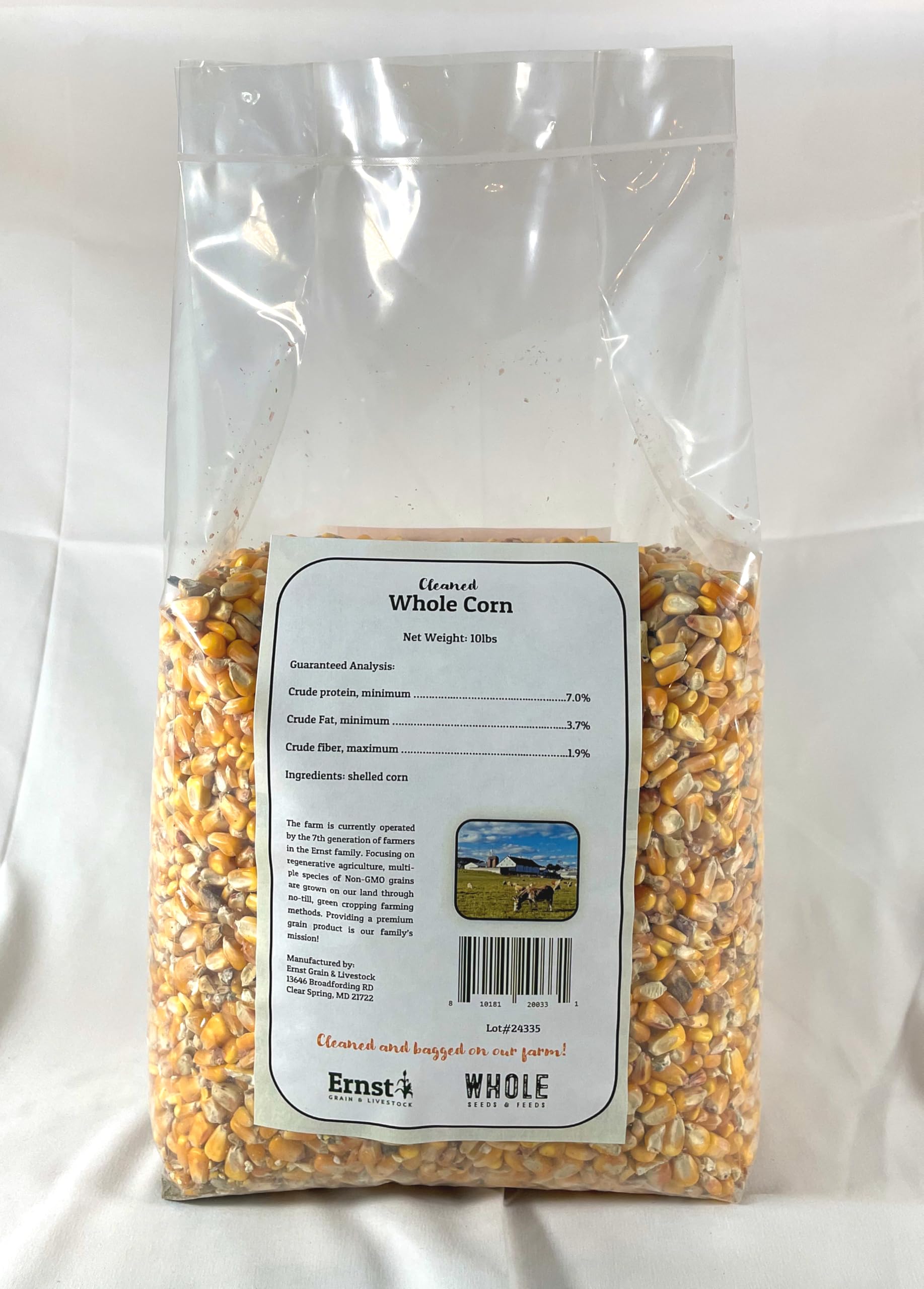 Ernst Whole Corn bag open with contents ready for easy feeding.