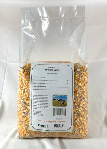 Ernst Whole Corn bag open with contents ready for easy feeding.