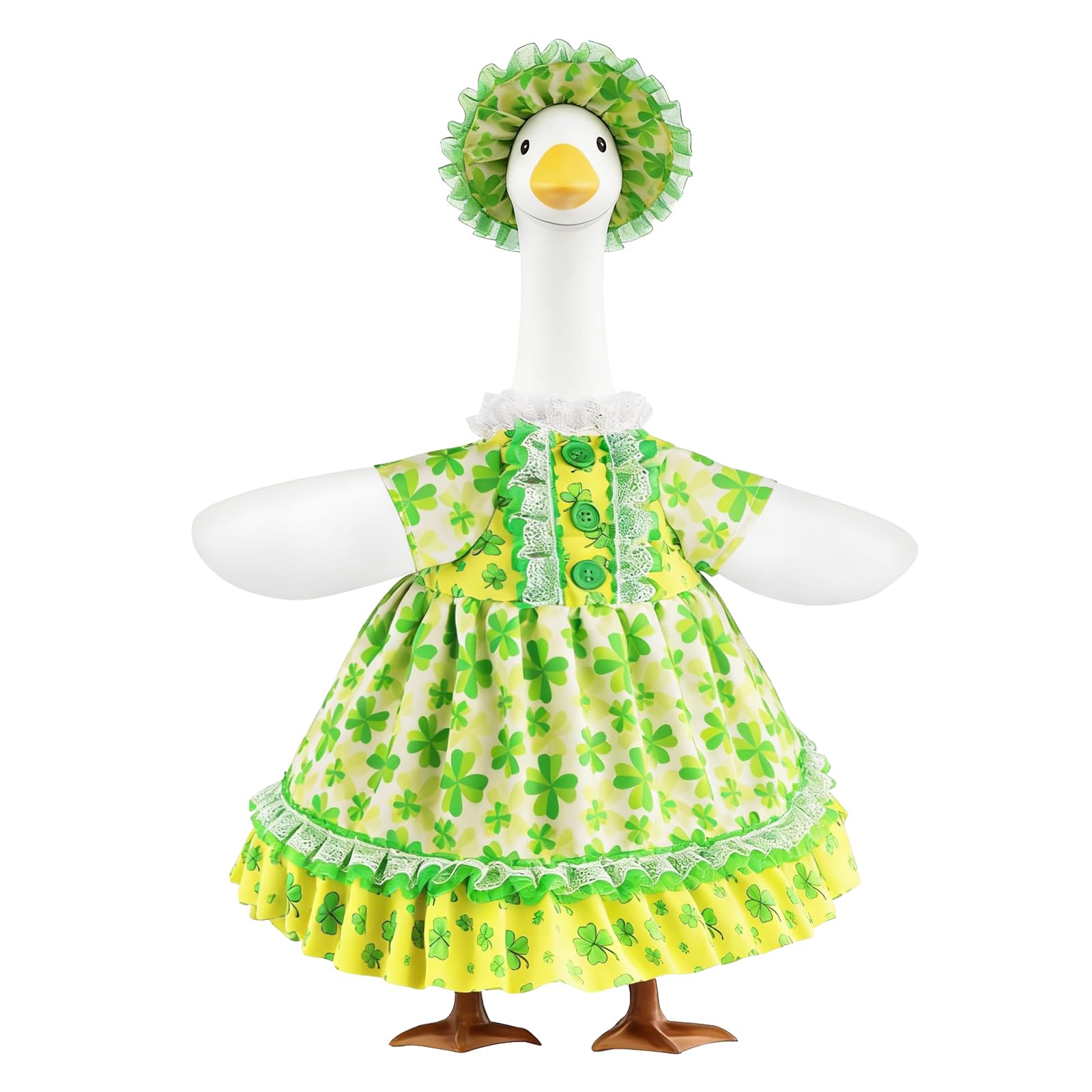 Erythem porch goose outfit in St. Patrick's Day style for 23-inch geese.