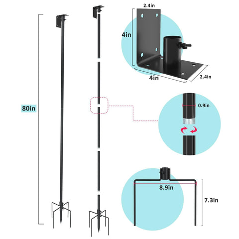 ERYTLLY 80-inch adjustable pole height for flexible yard placement.