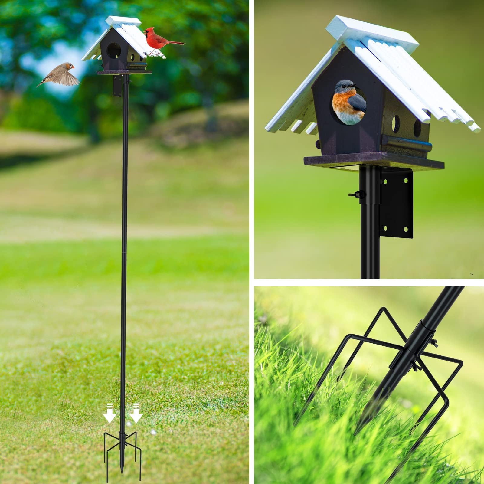ERYTLLY sturdy metal prongs base for secure ground installation.