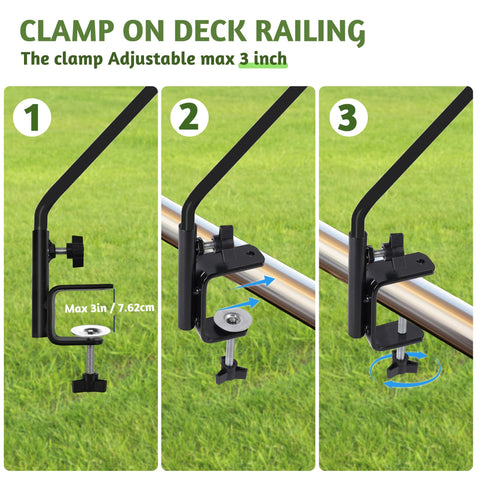 ERYTLLY adjustable-arm deck hook in action with 360-degree rotation